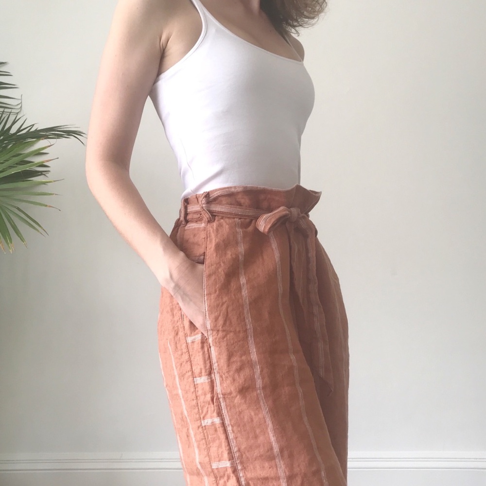 Anthro • Portia Linen Wide Leg Striped Pant